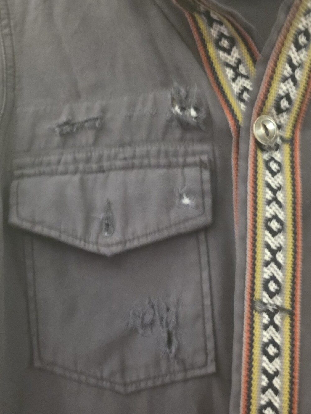 Free People Dark Charcoal Distressed Utility Jacket with Hood Size Small - Picture 4 of 8